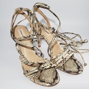 Antonio Melani Snakeskin Lace Up Valyn Heels